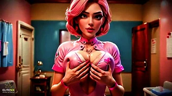 Pink Hair Bimbo Nurse Fucks Patient Hard - Wild Blowjob & Sloppy Sucking Action