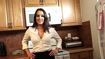 Brunette hottie Mila Marx in sexy stockings, enjoying passionate sex