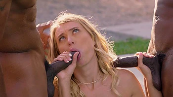 Blonde babes share bbc in steamy threesome