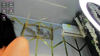 Attractive brunette teenager with big boobs fingering pussy