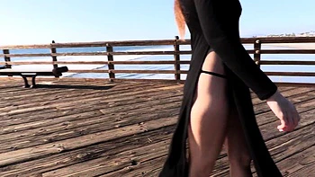 Shy Goth Exhibitionist - High Slit Sheer Dress Crotchless