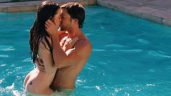 Two sexy babes, Lana Rhoades and Jean Val Jean, have a hot pool party.