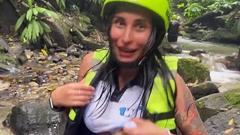 Sex in the River with My Girlfriend's Hot Friend Jenifer Play - Amateur POV Teen Latina Facial