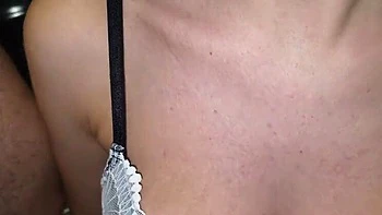 Hairy Amateur Wife CherryDream Takes Huge Cumshot in Mouth Then Spits in Bra - Big Tits Blowjob
