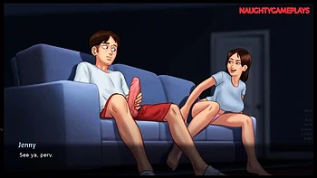 Lucky Guy Kisses Hot MILF Landlady & Gets Footjob From Girlfriend - Summertime Saga 3D Sex Animation