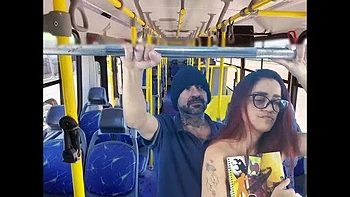 Brunette with Glasses Gets Anal Fuck and Creamy Ass on Public Transport