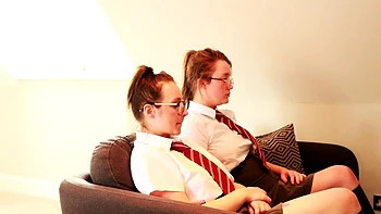 Student Gets Railed Behind Her Identical Stepsister's Back