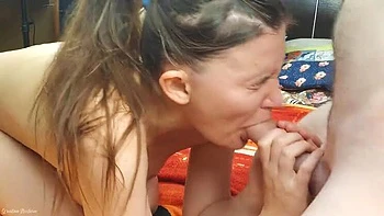 Grustina Nectaria Face Massage Blowjob - Russian Amateur Homemade with Big Cock in Mouth