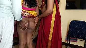 Esposa india casera en trío con criada tamil y profesora en 4K