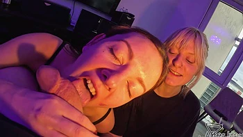 Rebeka Ruby & Brilla Dreier FFM mit POV Blowjob und Handjob