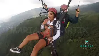 The number one ebony actress from Colombia Mariana Martix goes paragliding masturbating naked