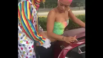 Gibby The Clown fucks Jasamine Banks outside in broad daylight