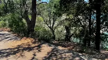 Girl strips down completely naked flashing everyone on the trail