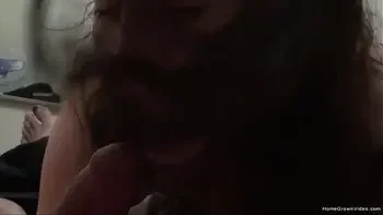 Cute girlfriend sucks cock then has hairy pussy fucked