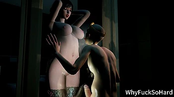 Незнакомец жёстко трахает азиатскую 3D модель с большими сиськами