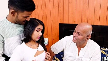 Indian Stepdad and Son Threesome with Daughter-in-Law - Hardcore Fucking & Pussy Licking