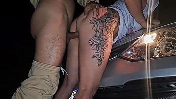 Having Sex In The Street With Two Female Passengers With Menage Trois