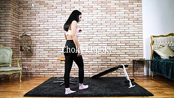 Brunette Gymnast's Big Tits Fetish Split