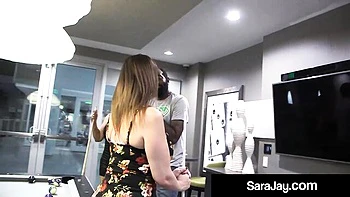 Busty Sara Jay and Nikki Ferrari interracial fuck