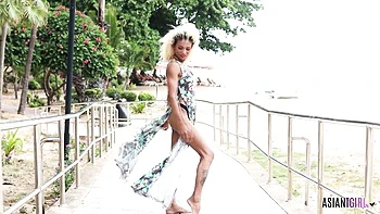 Asian Tgirl Solo Masturbates Hardcore