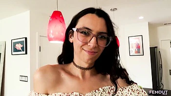 Nerdy Tgirl Masturbates Small Tits Solo