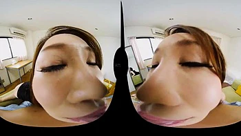 Long-Haired Babe Sucks Big Tits in VR