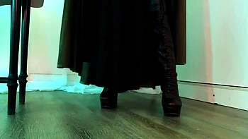Big-Boobs Brunette Succubus Masturbates in Lingerie