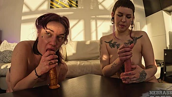 Punk Ella and Sammy flaunt huge tits in wild fuck