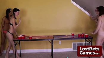One Daring Strip Air Pong Move Has An Opponents Shot Go Wild With Helena Price, Alisha Adams And Olive Glass