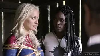 Wicked - Captain Marvel Makes Her Alter Dimension Black Self Squirt Hard FULL SCENE