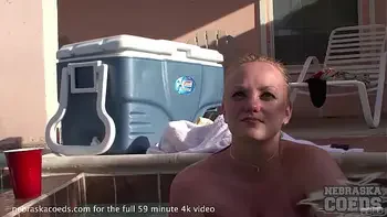 skinny sorority girl getting a train pulled on her by 2 dudes then various naked hot tub fun behind the scenes