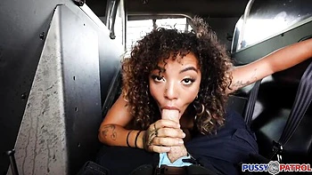 Backseat hard fuck with a curly-haired exotic girlfriend Zerella Skies