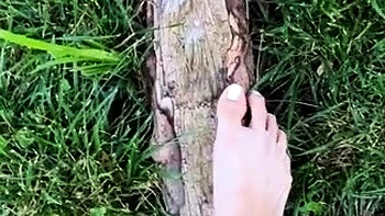 Foot fetish rimming for blonde outdoors