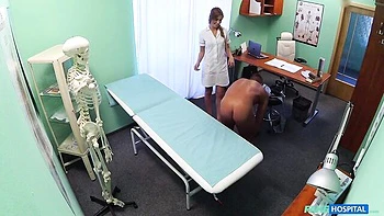 Athletic patient fucked a fake nurse in the doggy style as she likes