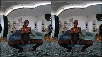 Vr Porn - African Ebony Girl Zaawaadi Solo Fingering Her Black Pussy In Sexy Lingerie